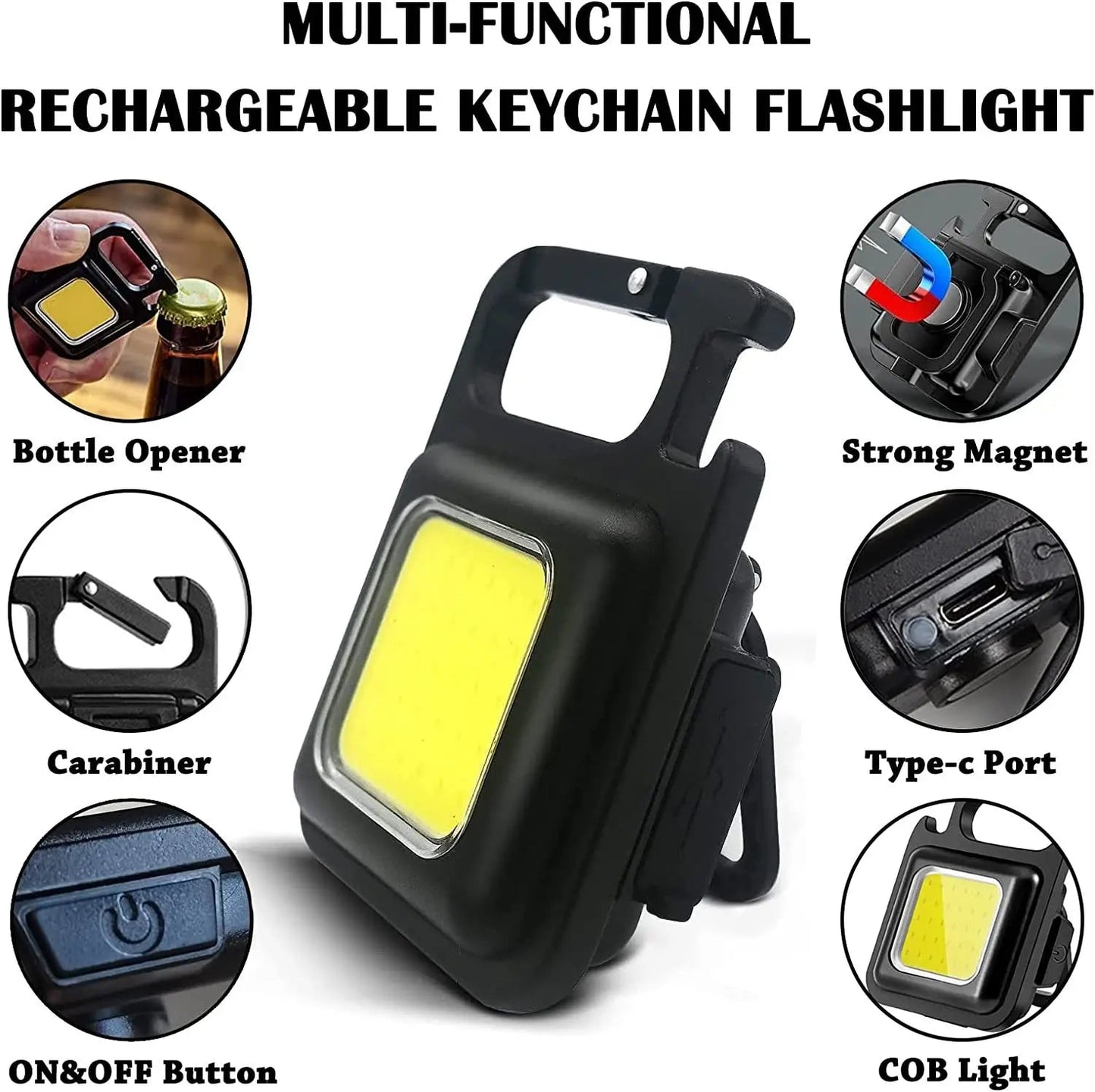 Mini LED 1800LM Flashlight Keychain Multifunctional Portable Royal Lights & Home Decor
