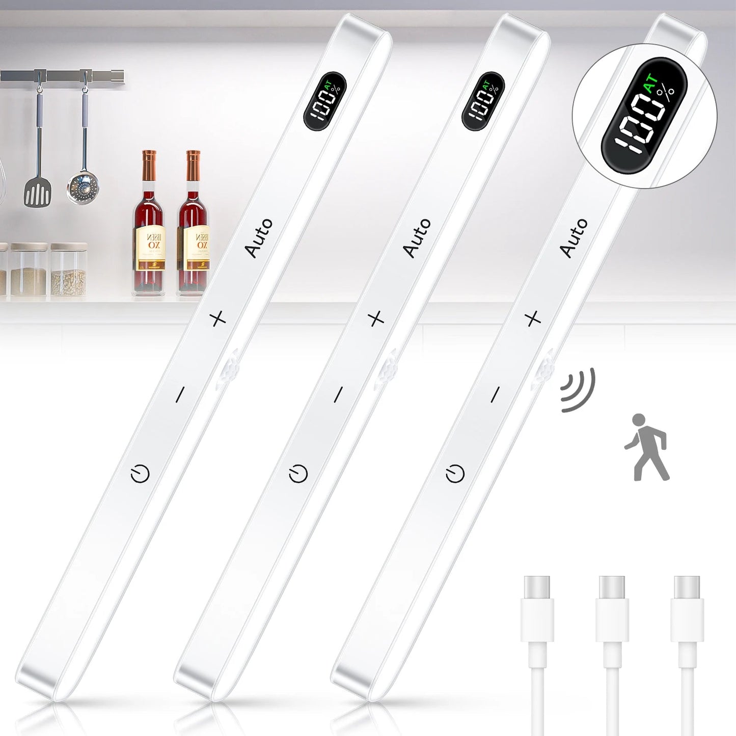 Motion Sensor Cabinet Light Battery Display 60 LED Touch Light Bar Wireless Rechargeable Royal Lights & Home Decor