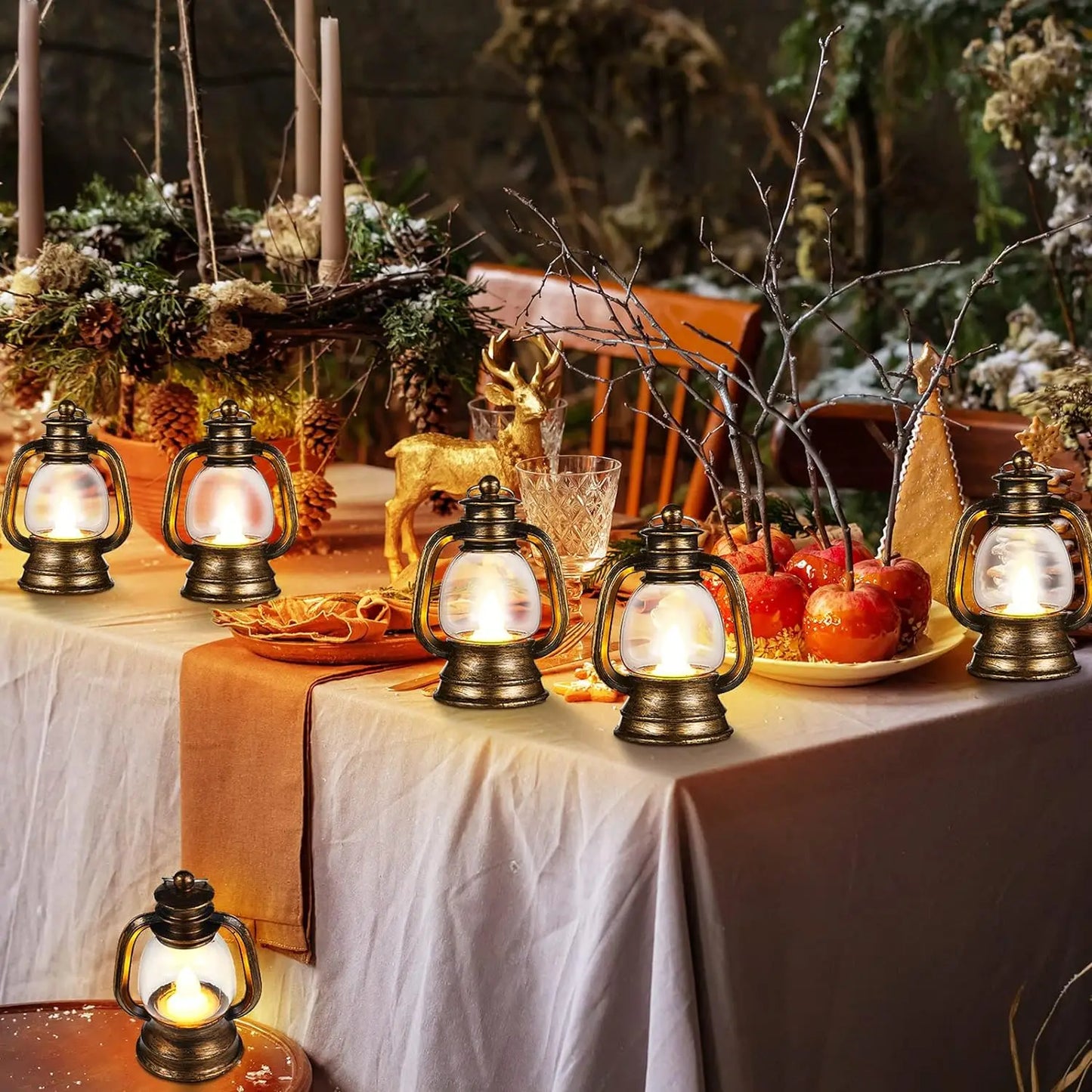 12 Pcs Decorative with LED Candle 4 Inch Small Hanging Lantern