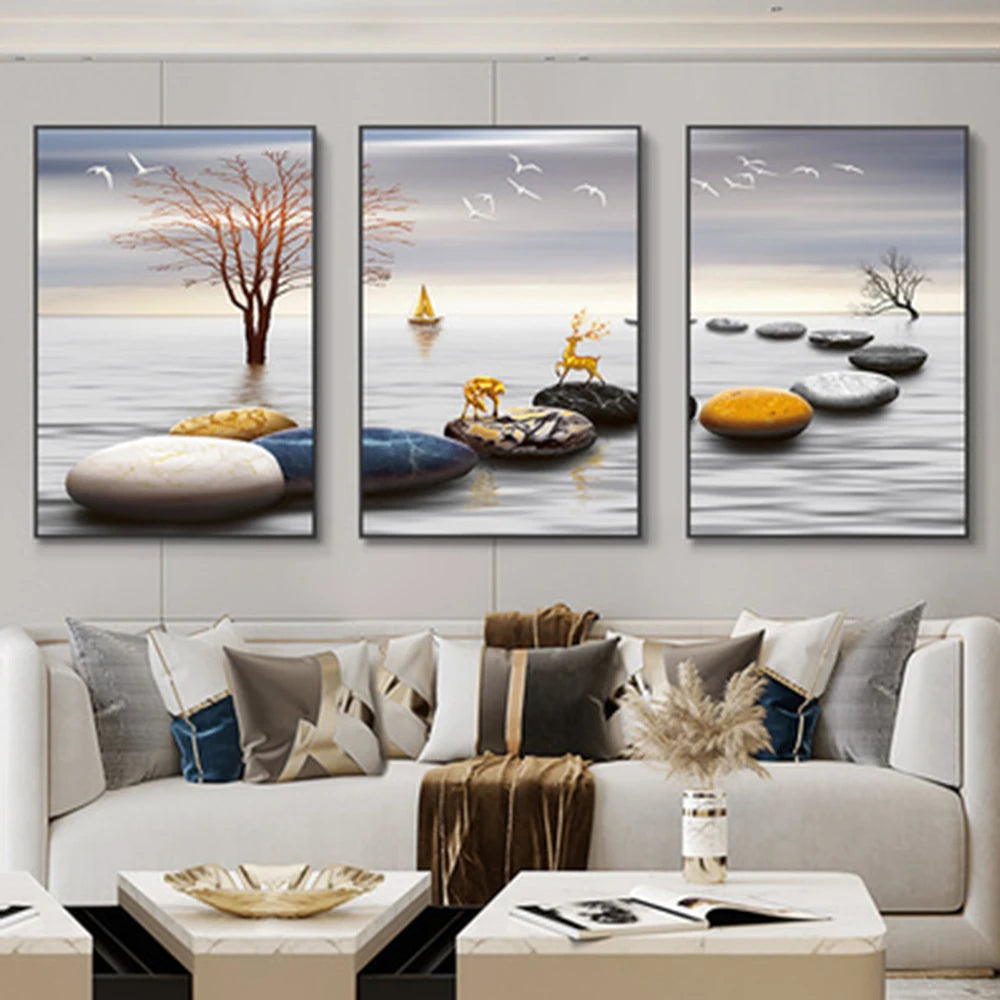Luxury Ribbon Abstract Landscape Wall Art