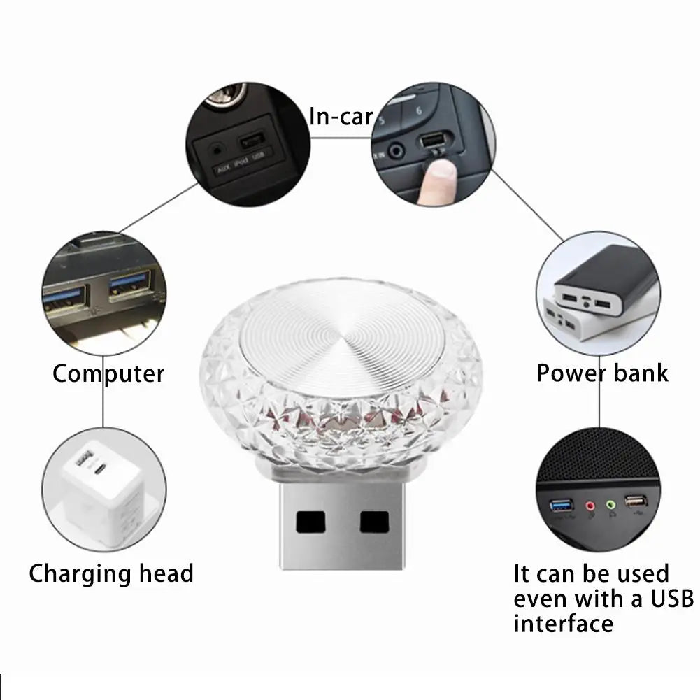Portable Car USB Ambient Light Mini LED Decorative Atmosphere Lamps Royal Lights & Home Decor