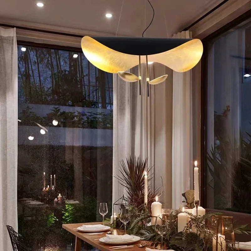 Modern Curved Chandeliers French Hat Art Design Eye Protection LED