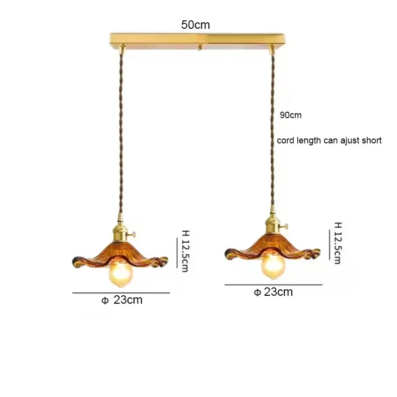 LED Pendant Light Fixture Colorful Glass Copper Hanging Lamp