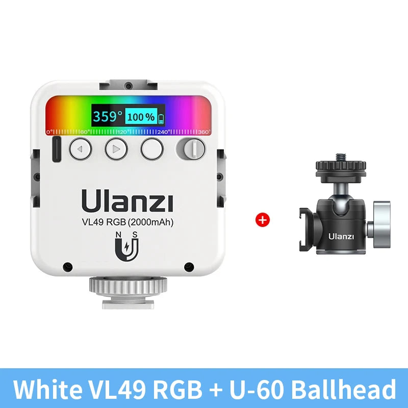 Full Color RGB LED Video Light 2500K-9000K 800LUX Magnetic