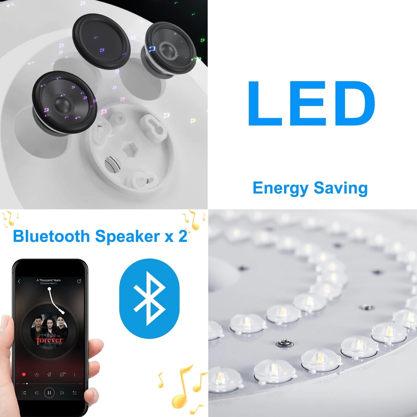 Modern LED Ceiling Lights Bluetooth Speaker Remote Control Royal Lights & Home Decor