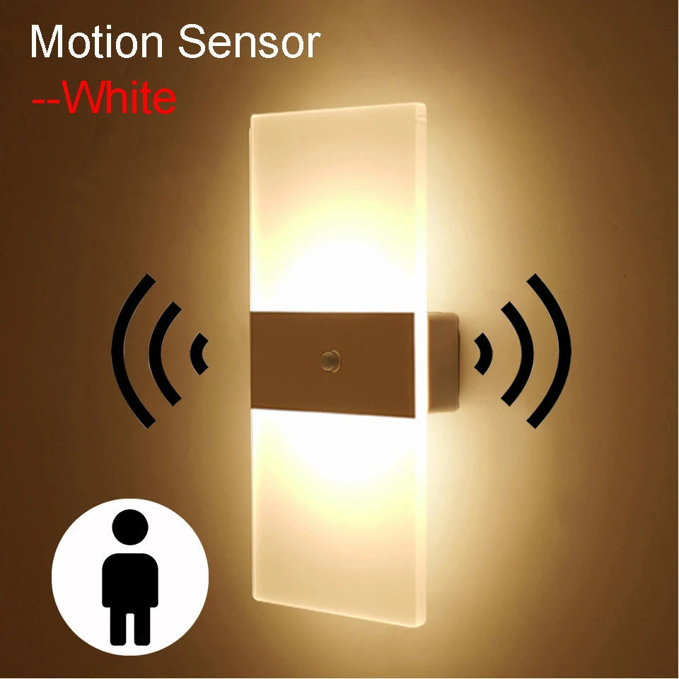 USB Recharge Wall Lamp Touch Motion Sensor Switch Indoor Royal Lights & Home Decor