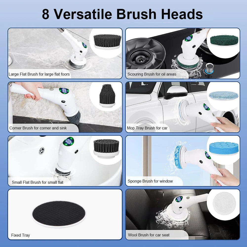 Electric Cleaning Brush 8 in 1 Multifunctional Household Wireless Rotatable Royal Lights & Home Decor