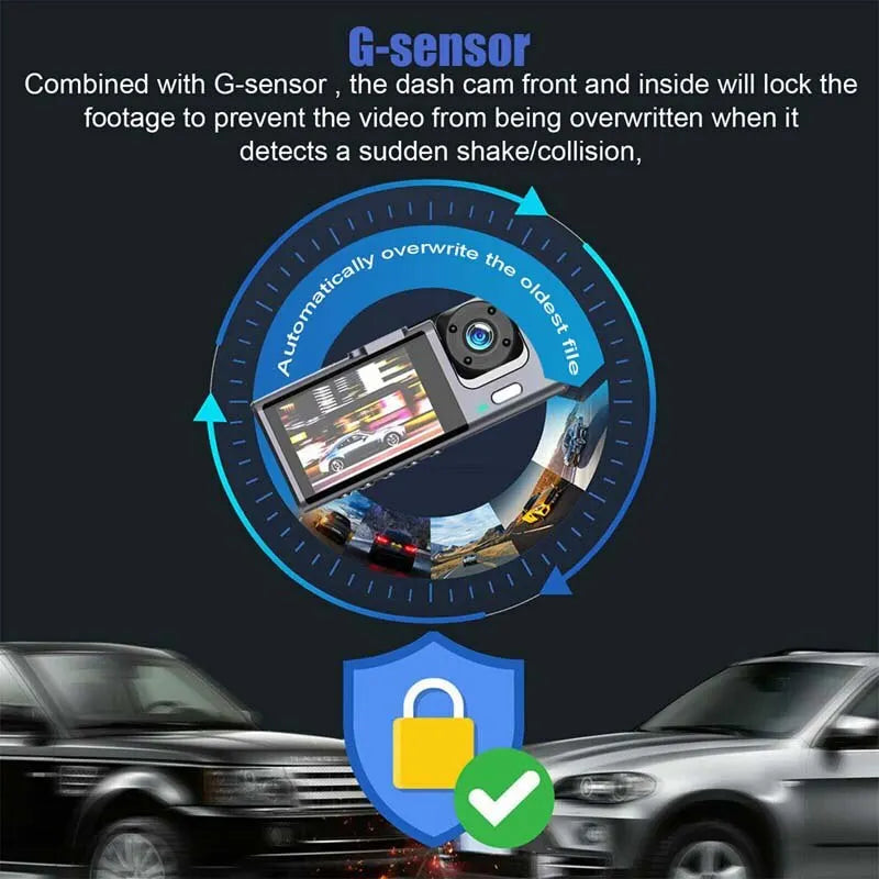 Dash Cam W/ IR Night Vision Loop Recording & 2" IPS Screen 1080P 3 Camera Royal Lights & Home Decor