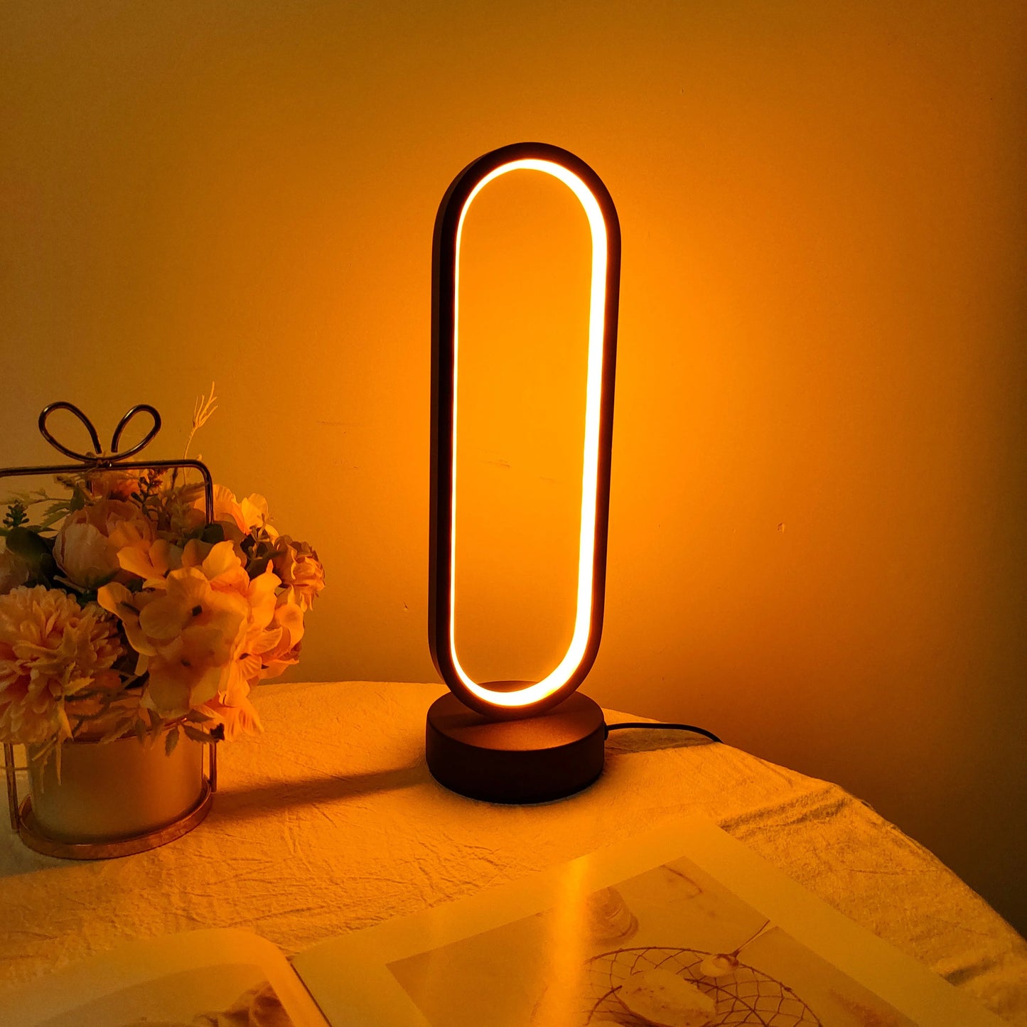 Table Ring Lamp bedroom Three-color Dimming Royal Lights & Home Decor