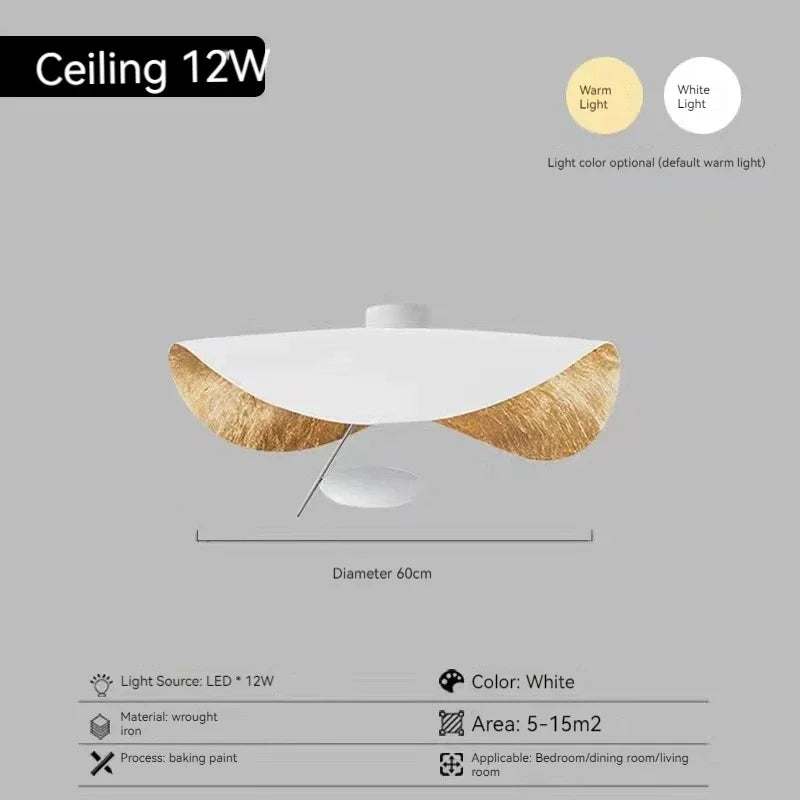 Modern Curved Chandeliers French Hat Art Design Eye Protection LED