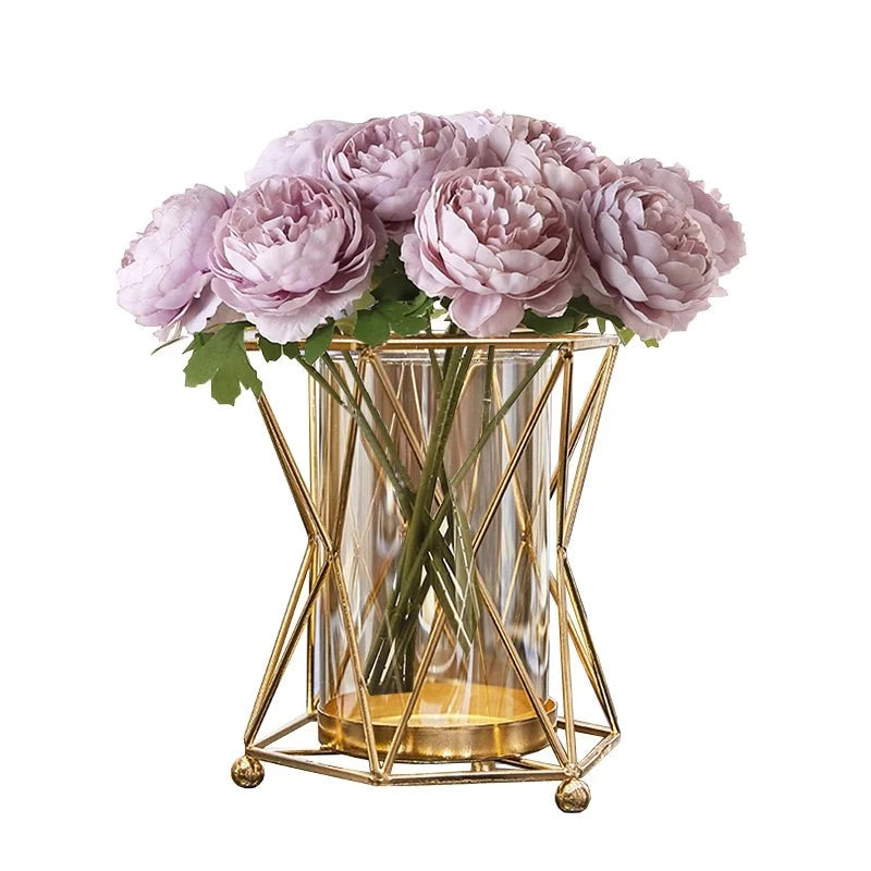 Golden Vase Metal Flowers Pot Royal Lights & Home Decor