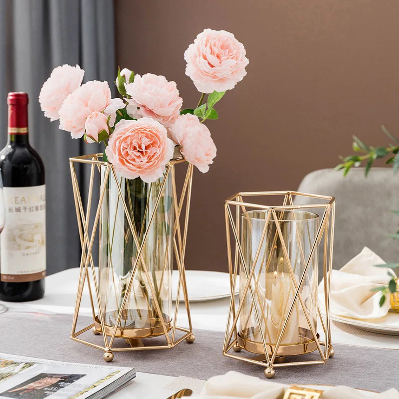 Golden Vase Metal Flowers Pot