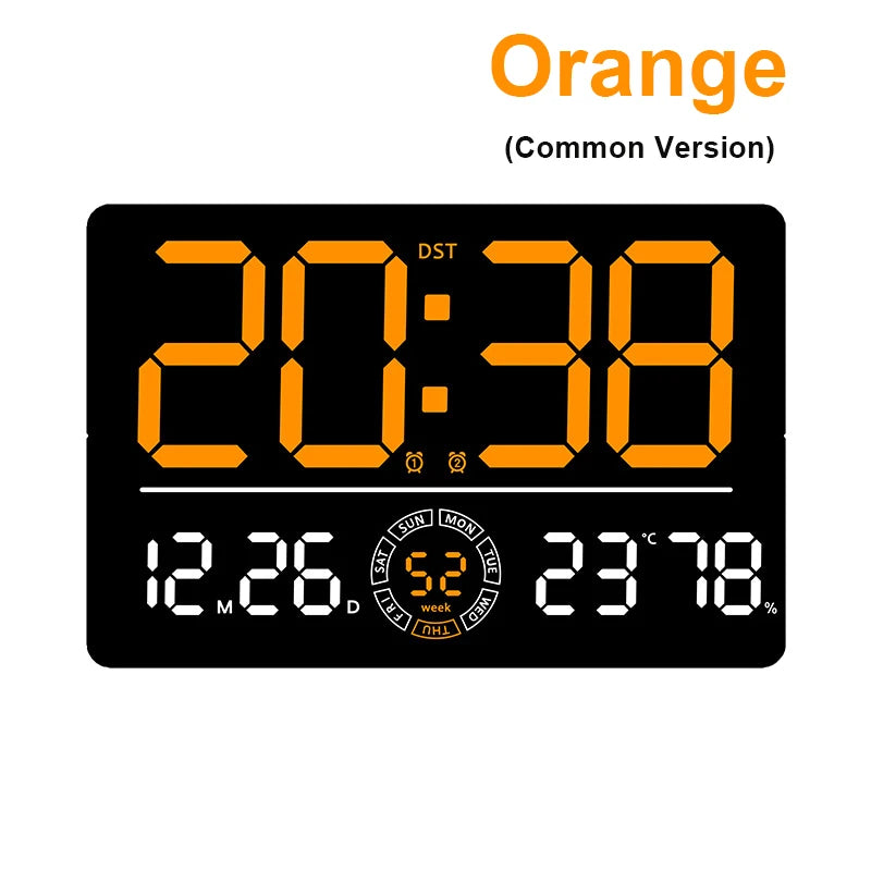 Large Digital Wall Clock 10 Brightness Adjustment Dual Alarm LED Clocks