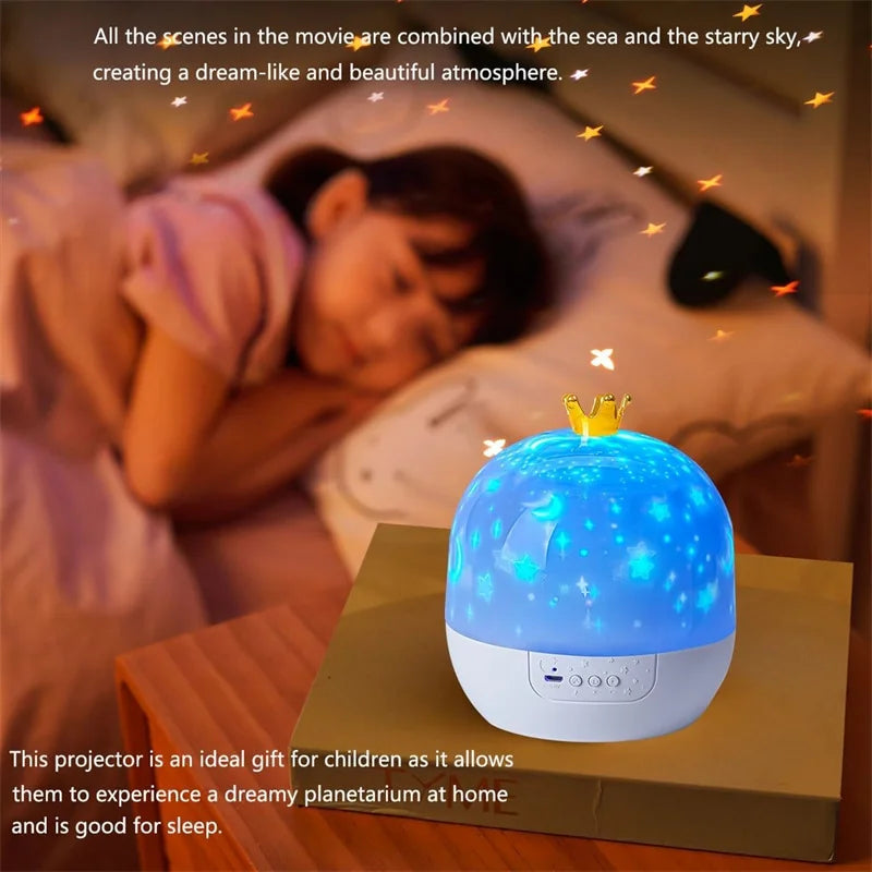 Crown Star Light Projection Rotating Star Ceiling Atmosphere Night Lamp