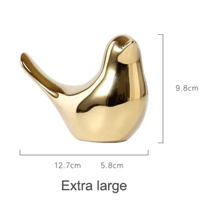 Bird Figurine 4 Sizes Ceramic Gold Animal Statue Royal Lights & Home Decor