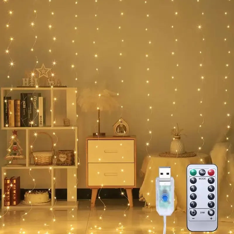 Led Silver Copper Wire Curtain Light