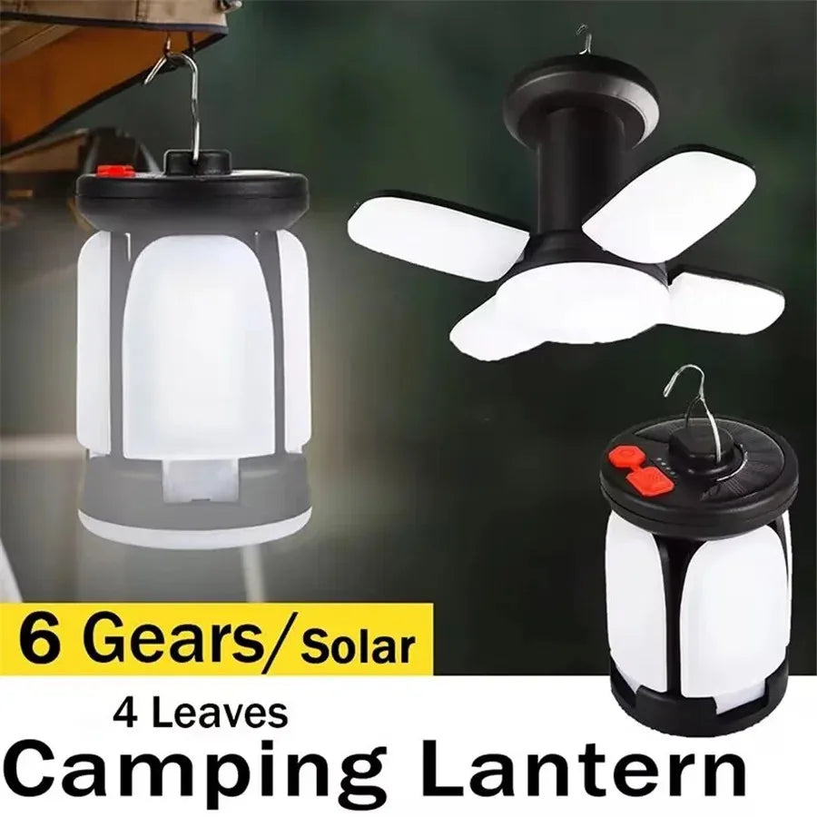 Solar Led Camping Light Outdoor Foldable Tent Lamp USB Rechargeable