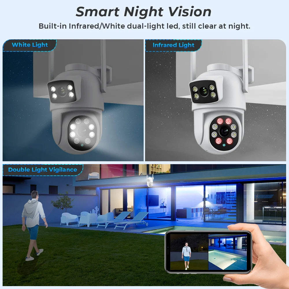 8MP Wifi Camera PTZ Outdoor Dual Screen Human Detection Dual Lenses 10MP Security Protection IP Camera Royal Lights & Home Decor