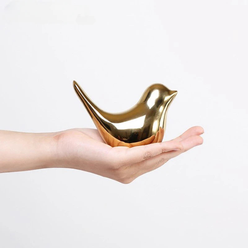 Bird Figurine 4 Sizes Ceramic Gold Animal Statue Royal Lights & Home Decor