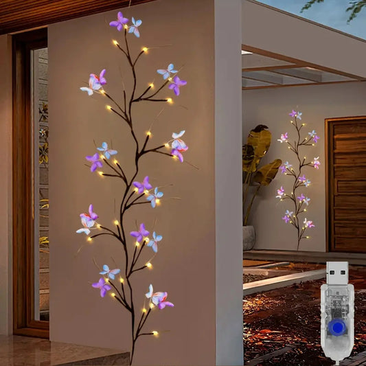 30LED Enchanted Willow Vine Light With Butterfly USB Powered 8 Lighting Modes & Waterproof Royal Lights & Home Decor