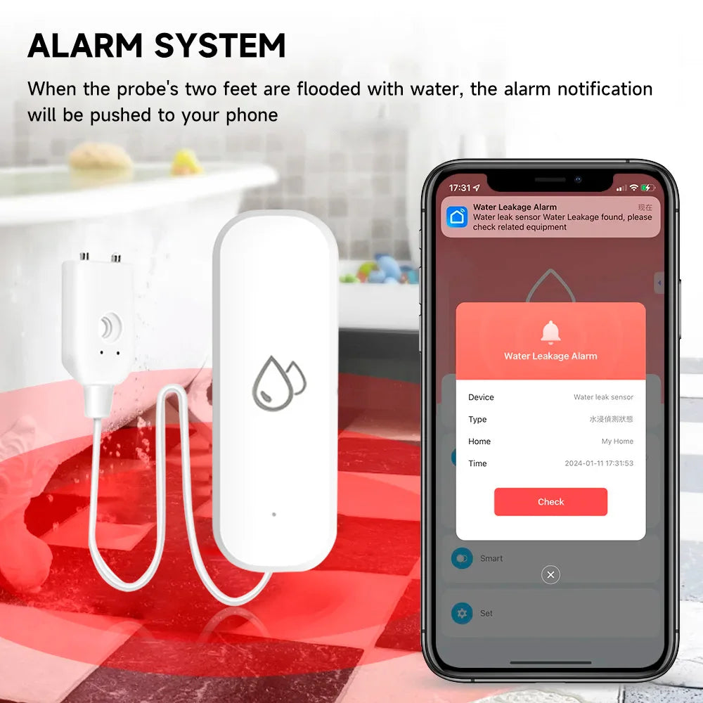 Water Sensor Leakage Alarm Flood Leak Detector Smart Home Security Protection Royal Lights & Home Decor