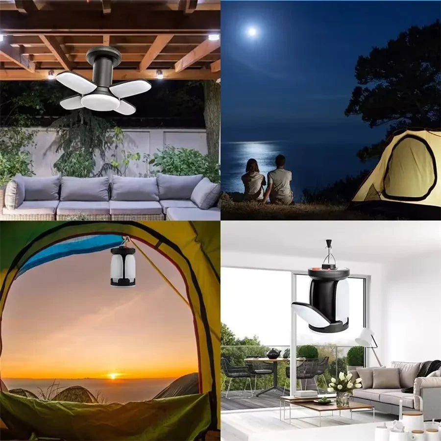 Solar Led Camping Light Outdoor Foldable Tent Lamp USB Rechargeable