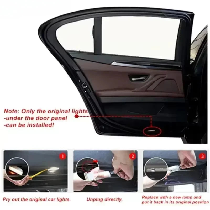 2/4Pcs LED Car HD Door Welcome Light For BMW