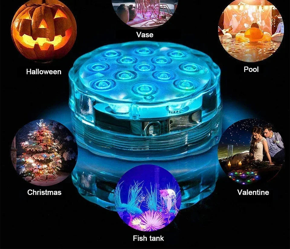 LED RGB Underwater Lights with Magnetic Suction Cups 16 Color Lights