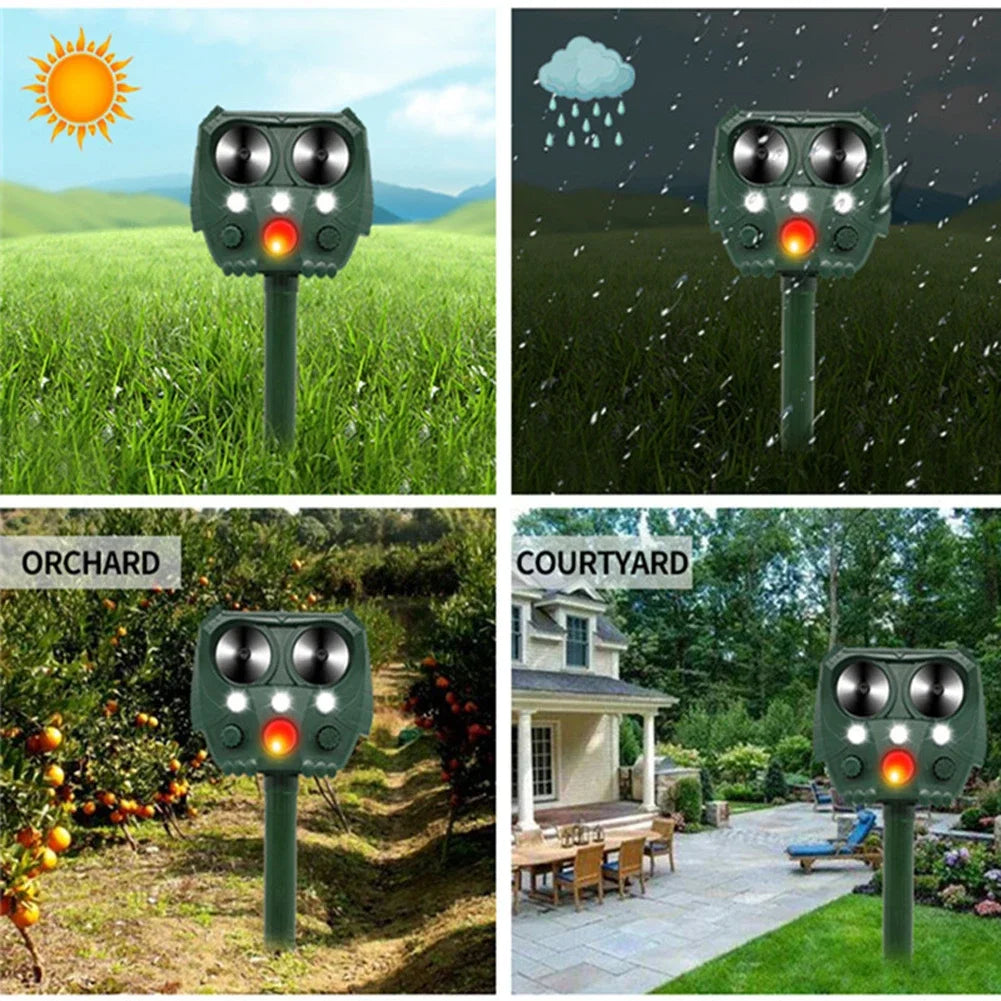 Solar Powered Animal Repeller Solar Ultrasonic Animals sonar Repellent