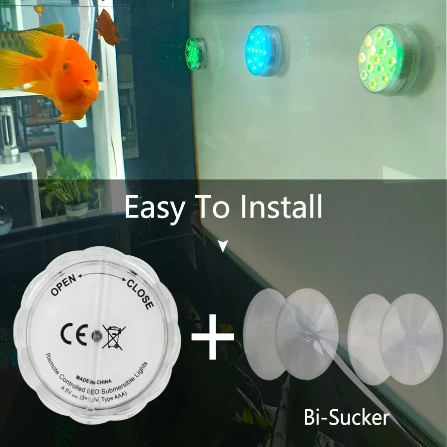 LED RGB Underwater Lights with Magnetic Suction Cups 16 Color Lights