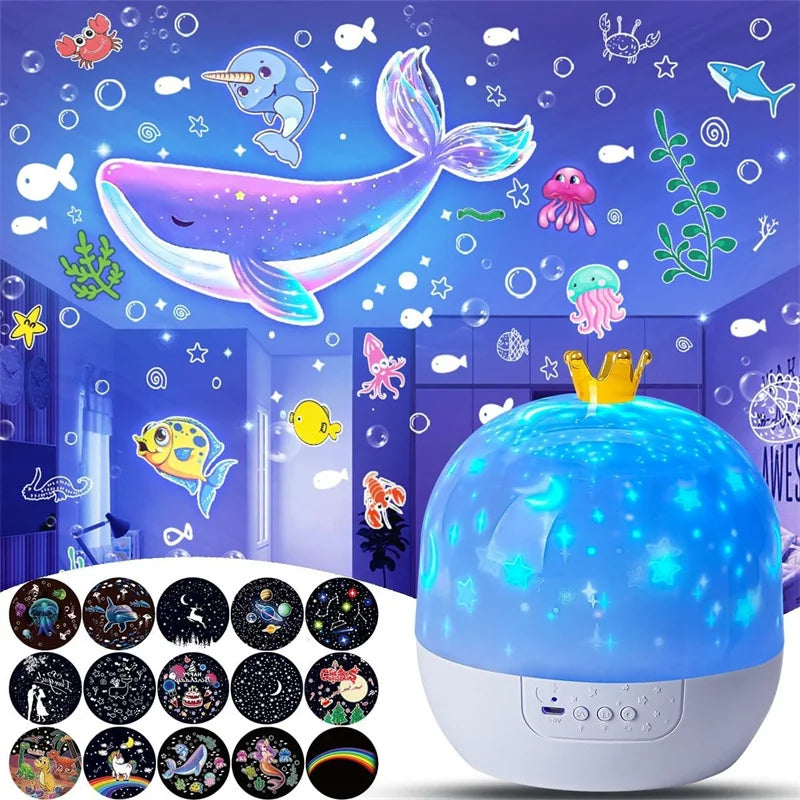 Crown Star Light Projection Rotating Star Ceiling Atmosphere Night Lamp