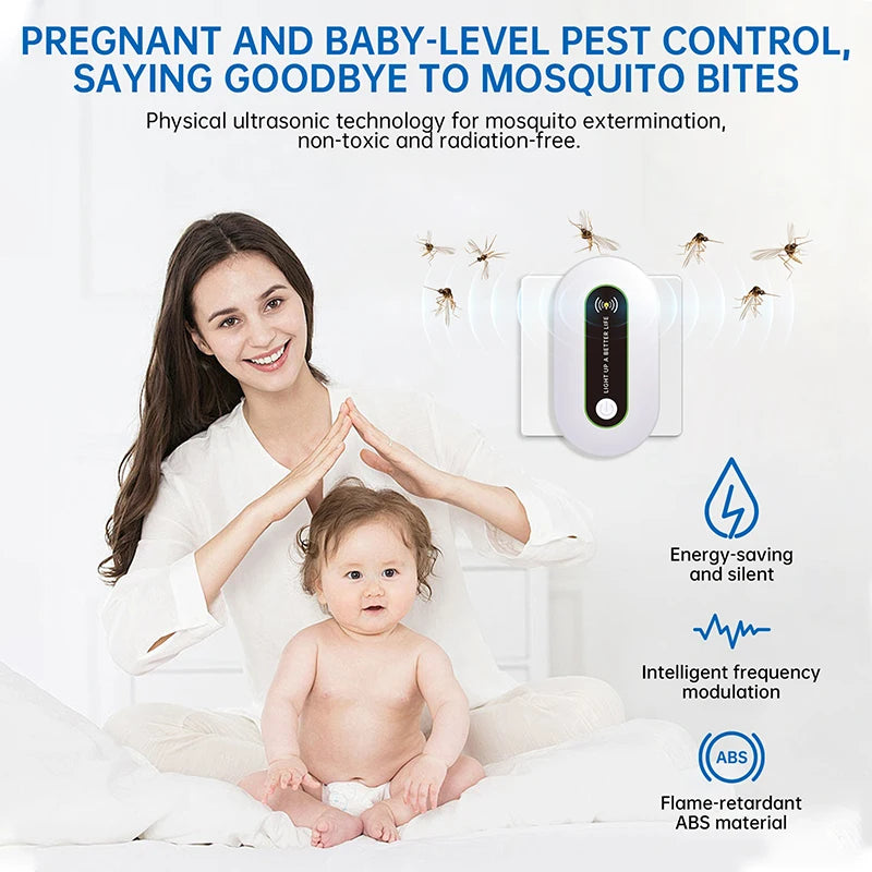 Ultrasonic Mosquito Repellent Repels US/EU/UK Plug No Noise