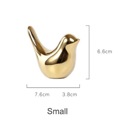 Bird Figurine 4 Sizes Ceramic Gold Animal Statue Royal Lights & Home Decor