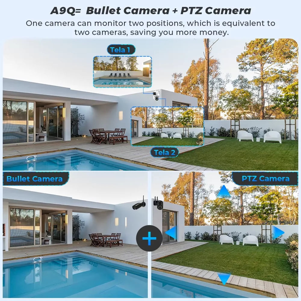 8MP Wifi Camera PTZ Outdoor Dual Screen Human Detection Dual Lenses 10MP Security Protection IP Camera Royal Lights & Home Decor