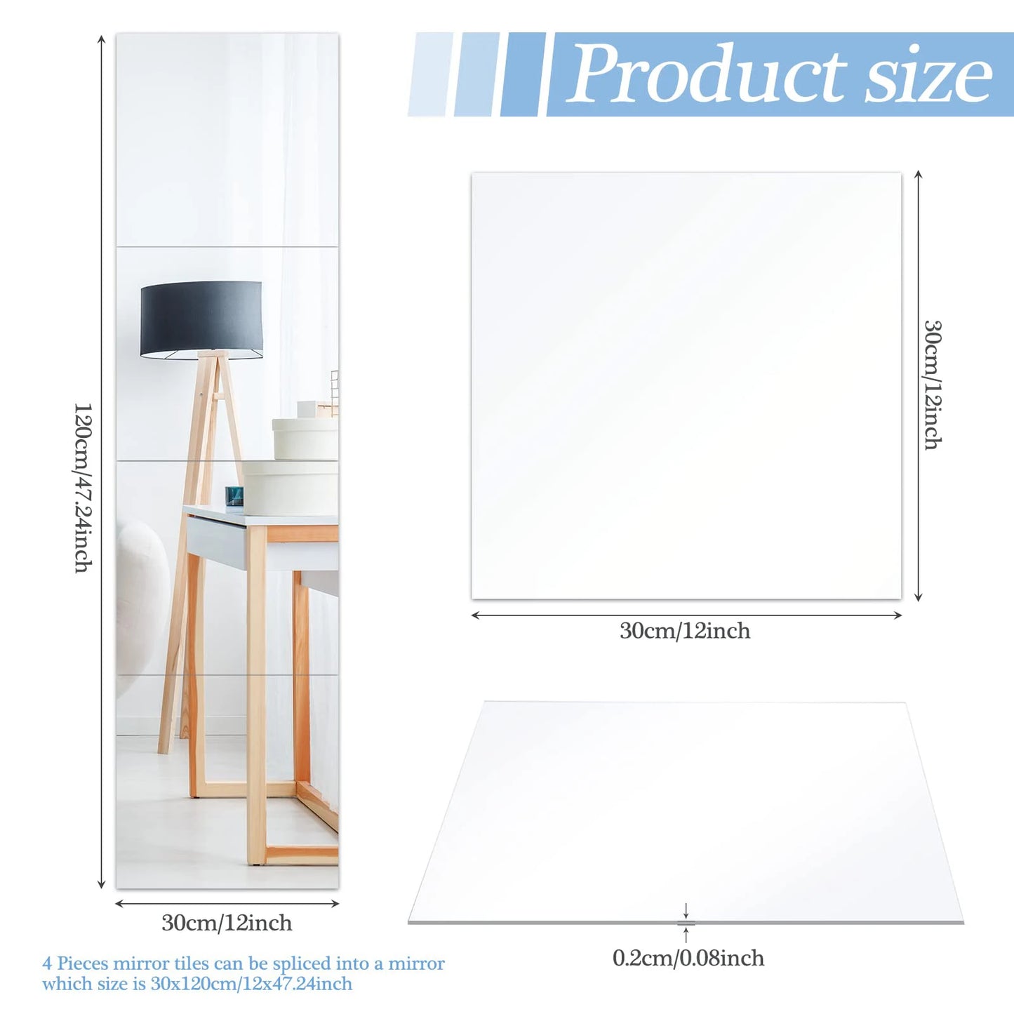4PCs 3D Mirror Wall Stickers