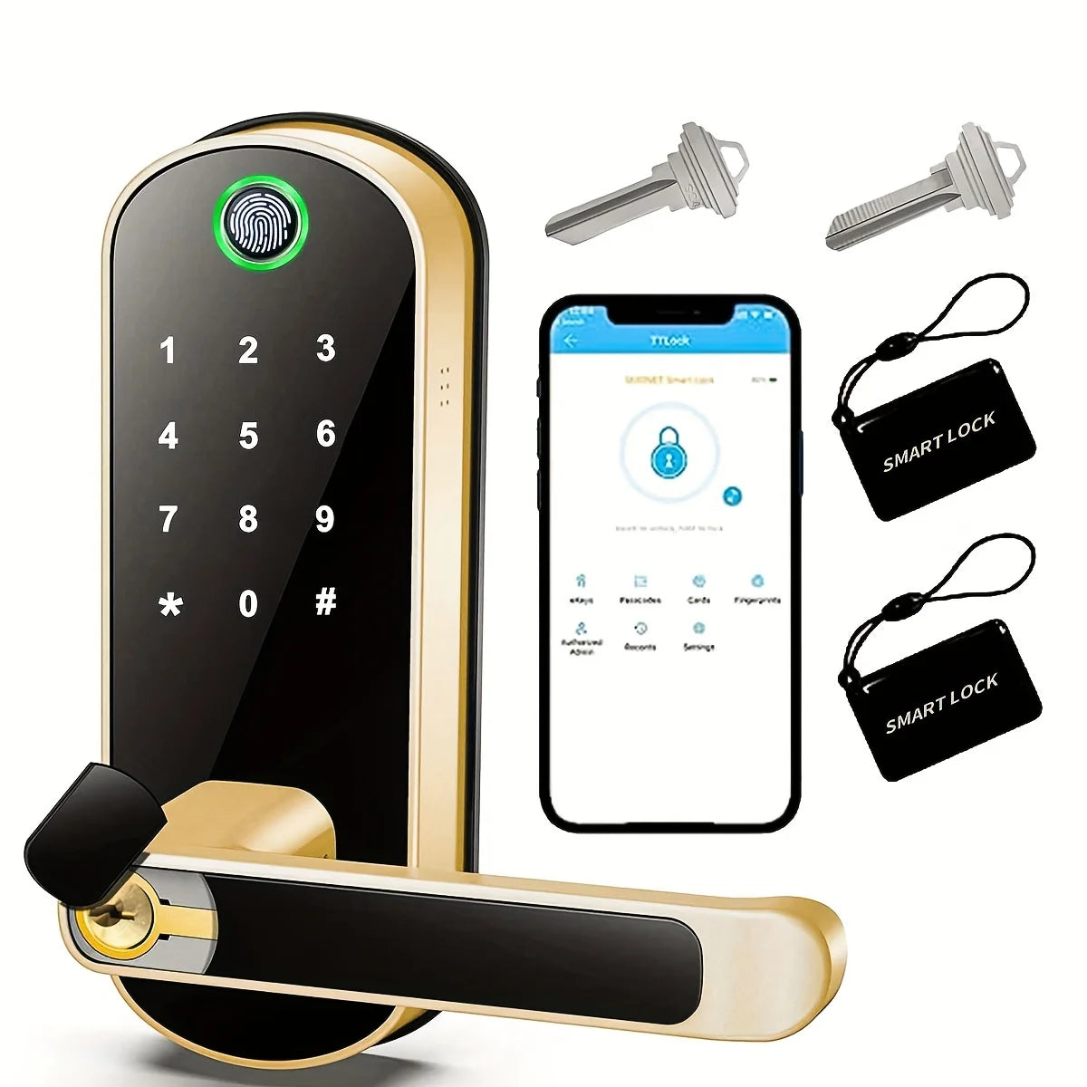 Smart Fingerprint Door Lock App Remote Control Keyless WIFI Digital Touchscreen Lock Royal Lights & Home Decor