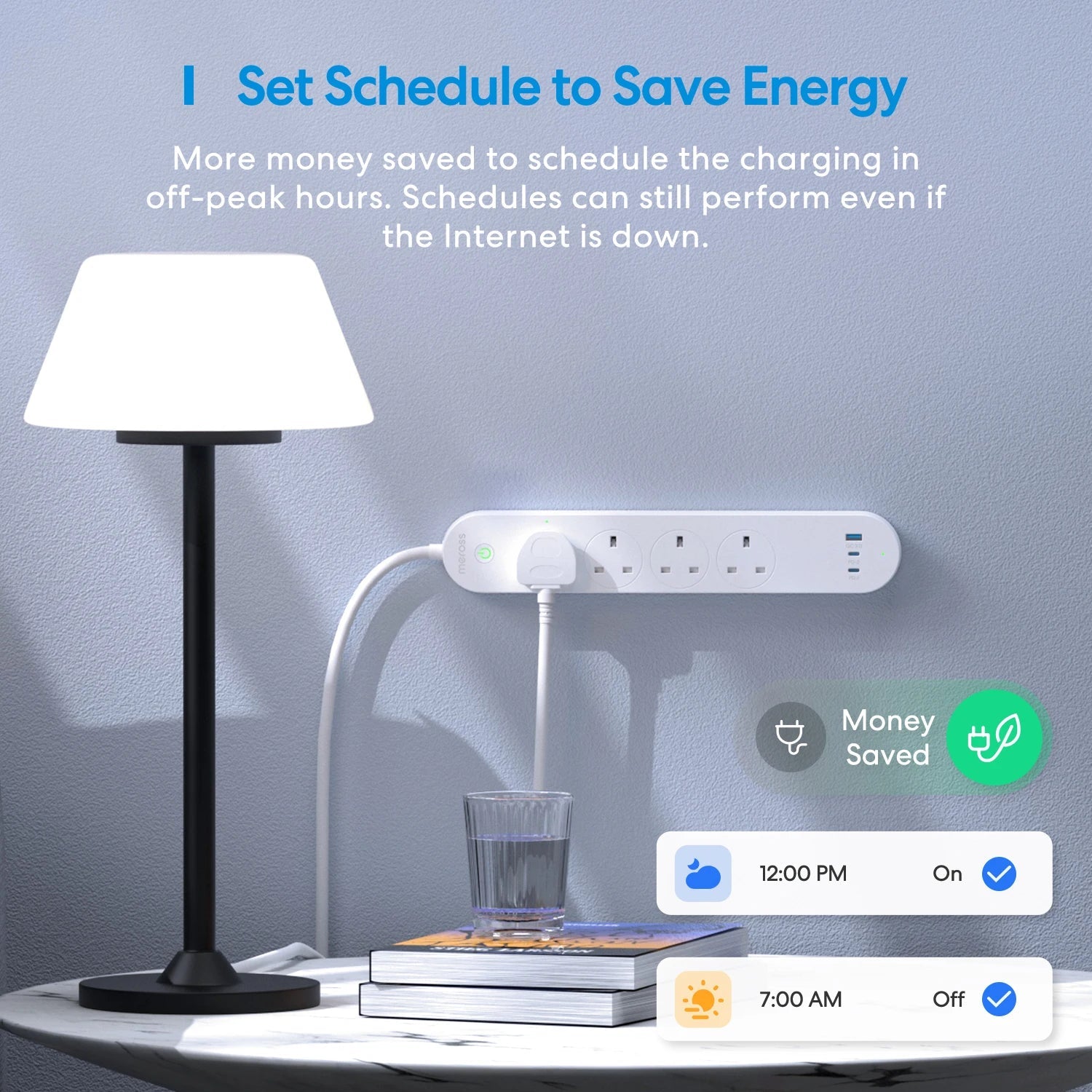 Home Kit Smart Fast Charging Power Strip with 4 Sockets and USB-A/C Port 65W Royal Lights & Home Decor