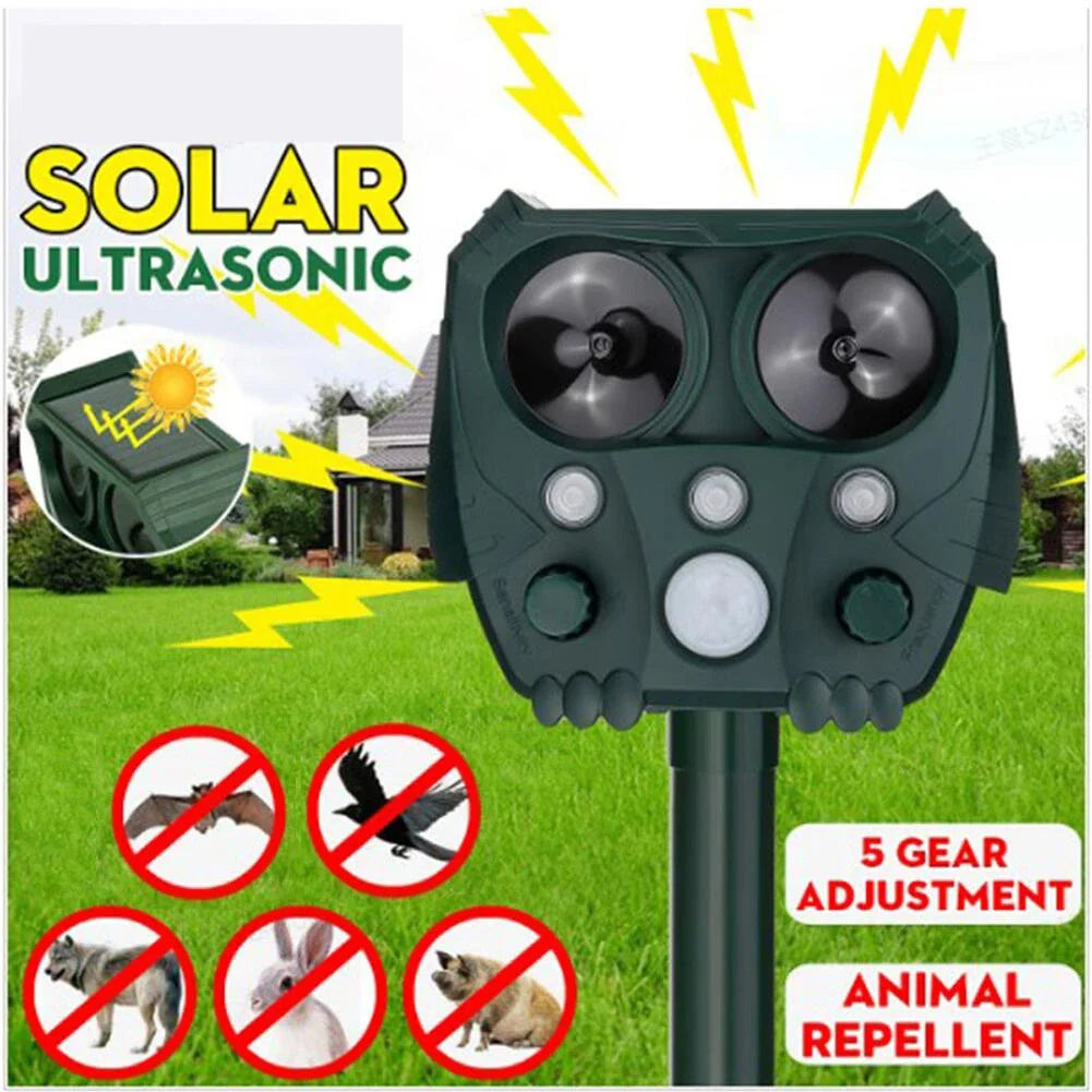Solar Powered Animal Repeller Solar Ultrasonic Animals sonar Repellent