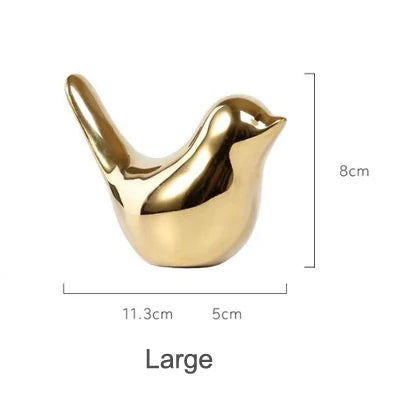 Bird Figurine 4 Sizes Ceramic Gold Animal Statue Royal Lights & Home Decor