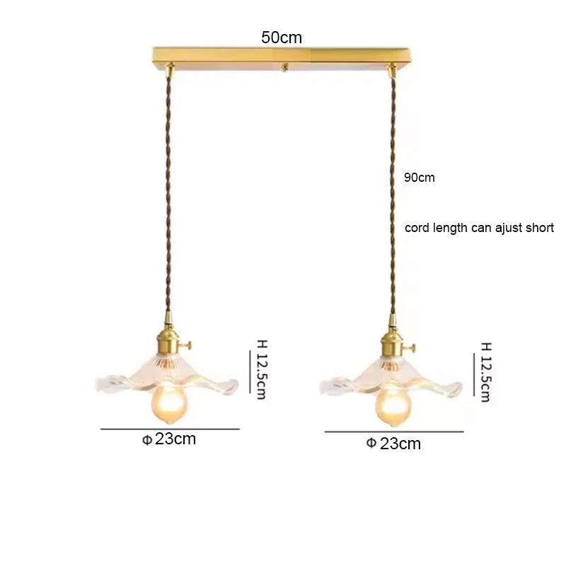 LED Pendant Light Fixture Colorful Glass Copper Hanging Lamp