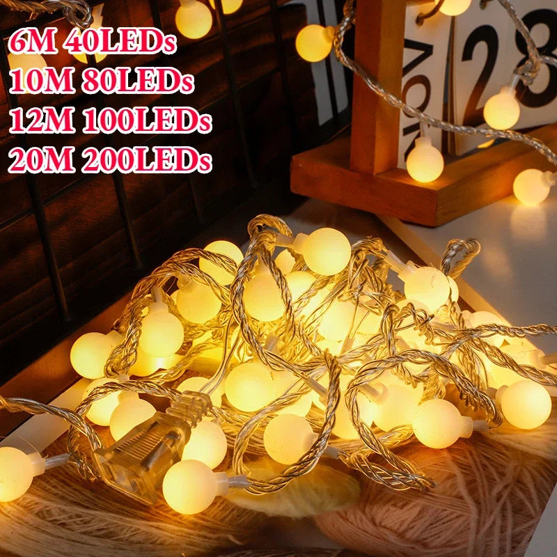 10M 220V Power Ball LED String Lights For Decoration