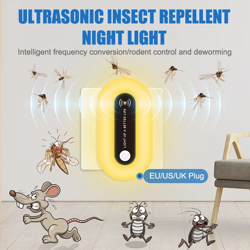 Ultrasonic Mosquito Repellent Repels US/EU/UK Plug No Noise