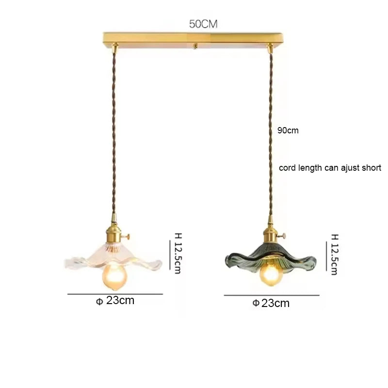 LED Pendant Light Fixture Colorful Glass Copper Hanging Lamp