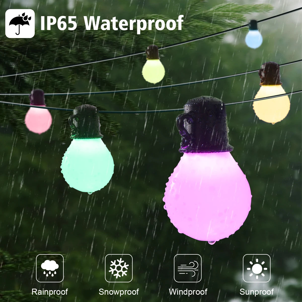 Smart WIFI G40 LED Bulb String Light USB 15M 25 Blubs Fairy Lights Royal Lights & Home Decor