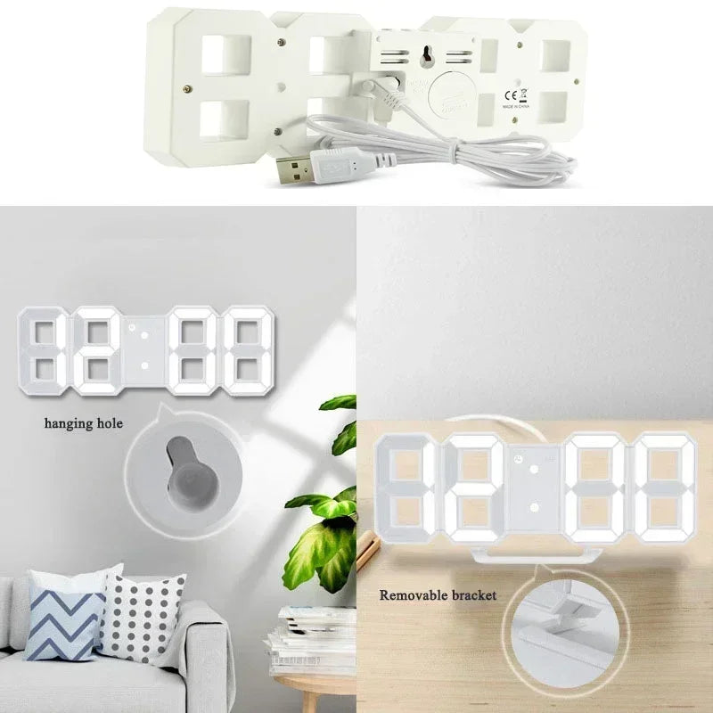 3D LED Digital Alarm Clock Wall Clock - Royal Lights & Home Decor