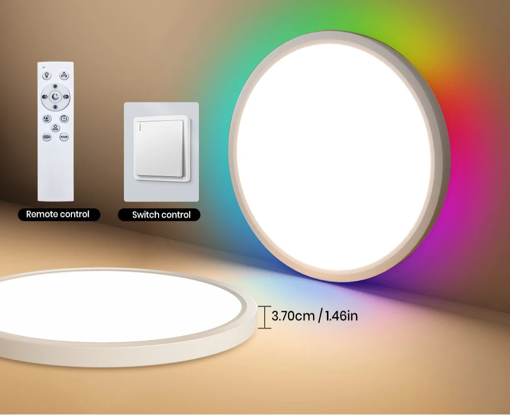 220V LED Ceiling Light Dimmable With Remote Control RGB 3000K-6500K Round Lamp
