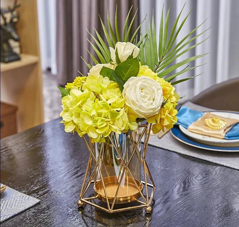 Golden Vase Metal Flowers Pot Royal Lights & Home Decor