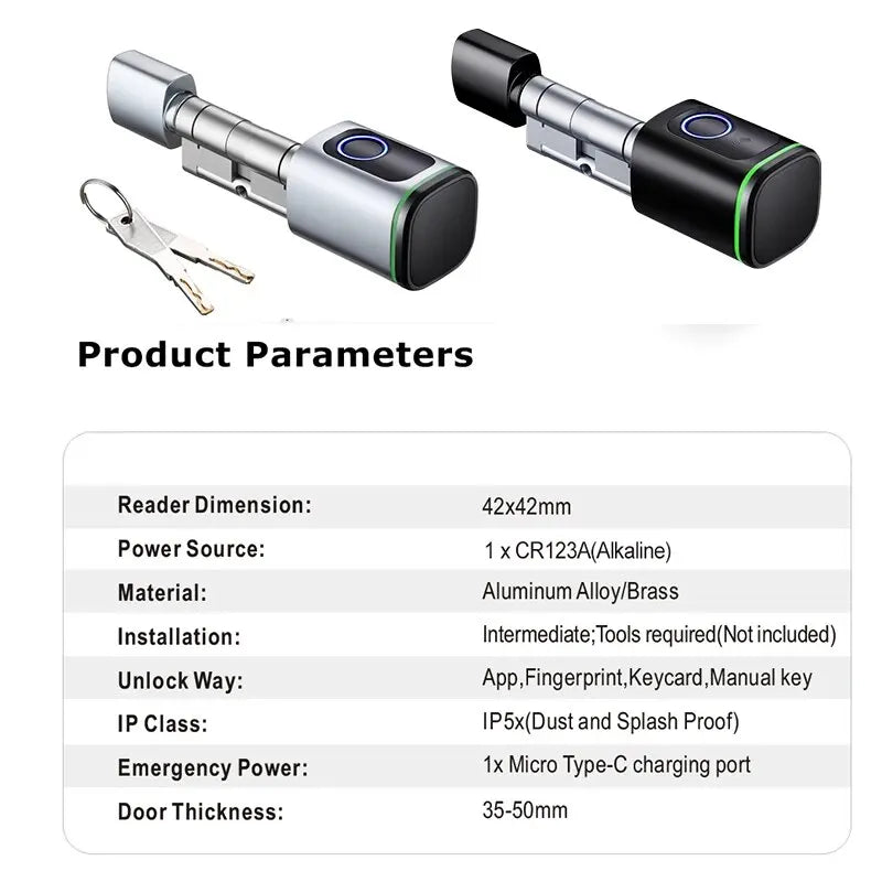 Smart Lock With Tuya Bluetooth Fingerprint 13.56mhz IC Card Include Royal Lights & Home Decor
