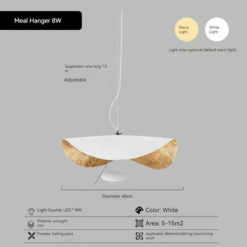 Modern Curved Chandeliers French Hat Art Design Eye Protection LED