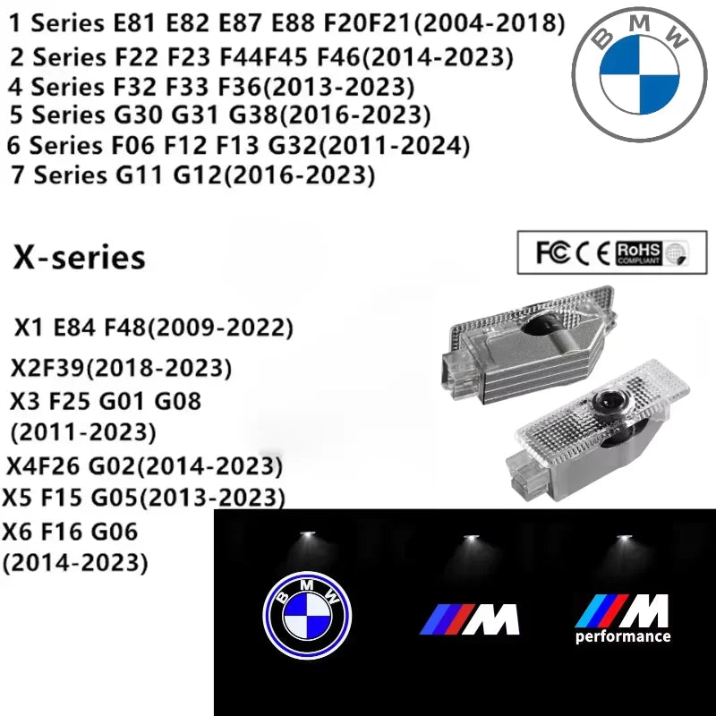 2/4Pcs LED Car HD Door Welcome Light For BMW